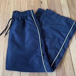 Navy Blue Track Pants with White Stripe